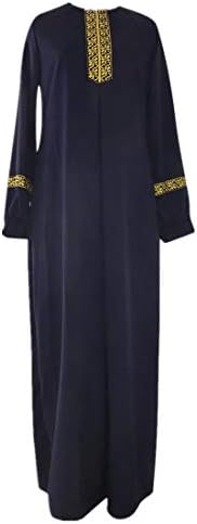 Nadition Women Dress Plus Size Retro Print Dress Abaya Jilbab Muslim Maxi Dress Casual Kaftan Long Dress
