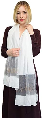 SEW ELEGANT NEW Ladies Women Decorative Gem & Diamante Shining Slitter Silk Sheer Scarf