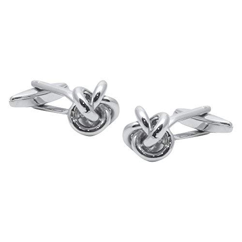 Elastic Classic Knot Cufflinks - Easy and Smart Application to Double Cuffed Shirts (Silver)