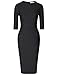 MUXXN Women's Elegant 3/4 Sleeve Slim Office Pencil Dress(M,Black)