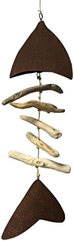 Natural Driftwood and Metal Fishbones 16 Inch Hanging Coastal Decor