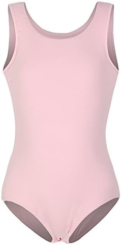 YEEIC Girls' Team Basic Classic TankTop Sleeveless Leotard (6-8, Pink)