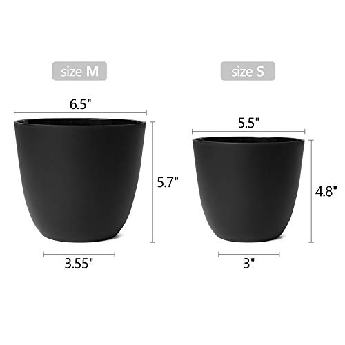 image for Mkono 6.5 Inch Plastic Planters Indoor Set of 5 Flower Plant Pots Mode