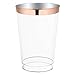 12oz Rose Gold Plastic Cups-100pack Clear Plastic Cups with Rose Gold Rim-Wedding/Party Disposable Cups-Heavyweight Plastic Tumblers-WDF (Rose Gold Trim)