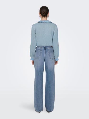 ONLHope Life Wide High Waist Jeans - Vaqueros de Corte Ancho para Mujer, Mezclilla De Color Azul Claro, 28W x 32L