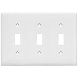ENERLITES Toggle Light Switch Wall Plate, Size 3-Gang 4.50" x 6.38", Unbreakable Polycarbonate Thermoplastic, 8813-W, White