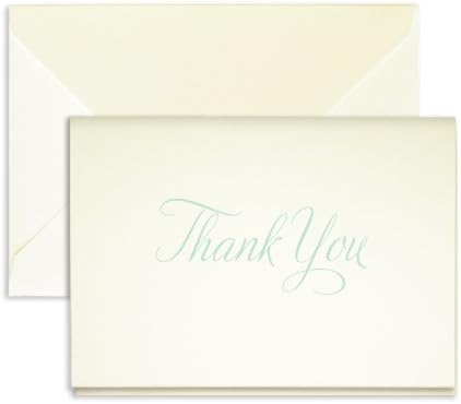 Aqua Fancy Script Thank You Cards - Pack of 25 - 5" x 3.5"