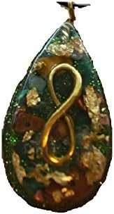 Golden Infinity - Orgone Pendant - Malachite, Green Aventurine, Tiger's Eye, Quartz, Copper Nuggets (Black Cord)