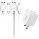 Chargers, Taymanso USB Wall Charger Power Adapter Travel Wall Plug with 2-Pack 5-Feet Cables Charge Sync Compatible with iPhone X, iPhone 8, iPhone 7, iPhone 6, iPhone 5, iPad Mini &amp; More