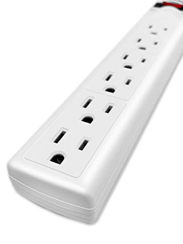 Digital Energy 6-Outlet Surge Protector Power Strip with 50-Ft Long Extension Cord, White