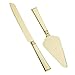 Ella Celebration Wedding Cake Knife and Server Set, Cutting Set for Bride and Groom, Modern Servers (Light Gold)