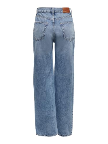 ONLHope Life Wide High Waist Jeans - Vaqueros de Corte Ancho para Mujer, Mezclilla De Color Azul Claro, 28W x 32L