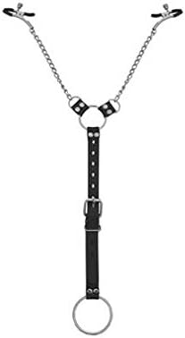 The Bondage locker Male Nipple Clamps and Cock Ring Set, Black,silver