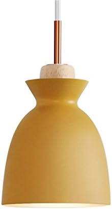 Nordic Modern Pendant Ceiling Light Nordic Macaron Aluminum+Wood Chandelier Fixture Kitchen Pendant Lighting Living Room Pendant Lighting-UL Certification (Yellow-A)