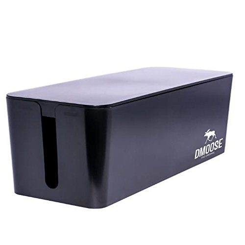 DMoose Cable Management Box Organizer for Cords, Power Strips or Surge Protectors, Hide Loose Wires Behind TVs, Home Office Computers, Office Desks, Entertainment Centers