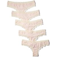 Iris & Lilly Women's Cotton Thong with Lace, Pack of 5