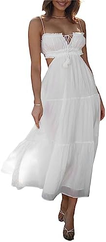 NUFIWI Women Summer Boho Cutout Long Dress Sleeveless Tiered Ruched Boho Cami Dress Flowy Tie Back Beach Sundress(A,Medium) price in UAE | Amazon UAE | kanbkam NUFIWI Women Summer Boho Cutout Long Dress Sleeveless Tiered Ruched Boho Cami Dress Flowy Tie Back Beach Sundress(A,Medium) price in UAE | Amazon UAE | kanbkam