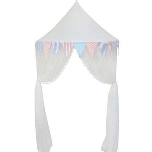 Lebze Hanging Bed Canopy Mosquito Net for Kids Baby Crib, White Kids Play Tent Indoor Outdoor Dome Princess Castle, Diameter 100cm / 39.4inch