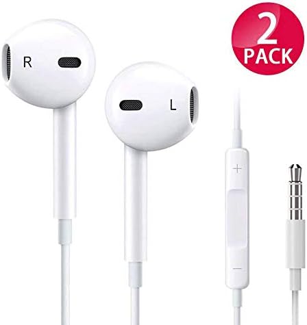 WODIPO 3.5mm Earbuds/Headphones/Earphones with Microphone Noise Isolating, in-Ear Wired Earbuds, Earphones,Compatible Apple iPhone 6s 6 Plus 5s 5c 5 4s SE iPad iPod 7 All 3.5mm Devices (2 packs,White)