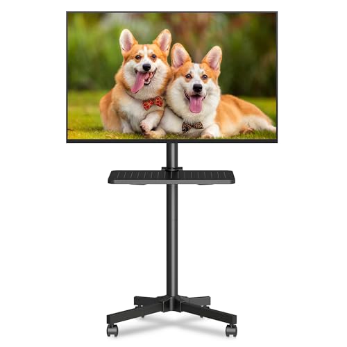 XINLEI TV Ständer Rollbar,Fernsehständer mit Rollen für 21-60 Zoll Flat Curved Panel TVs bis zu 35kg Höhenverstellbarer TV Rollwagen Wagen mit Rollen