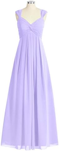 Tivansi Women's Long Chiffon Straps V-neck Bridesmaid Dresses lilac Size 20