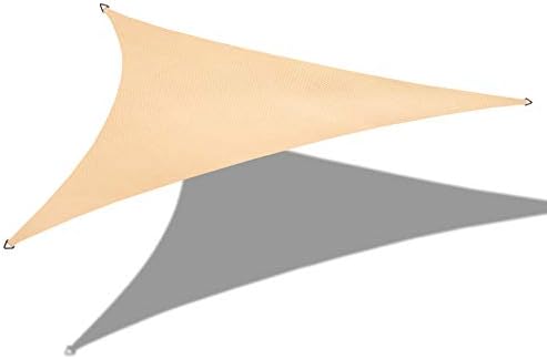 Alion Home 10' x 10'x 10' Triangle Waterproof Woven Sun Shade Sail in Vibrant Colors (Beige)