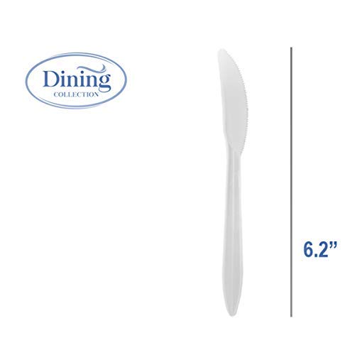 Dining Collection Disposable Plasticware Knives, 400 Count Cutlery, White