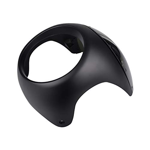 KATUR Motorcycle 7" Headlight Protector Fairing Windshield Kit Universal Screen Cafe Racer Style Fit for Harley Dyna Sportster 1200 883 FLHT Bobber Touring(Black with Smoke Lens)