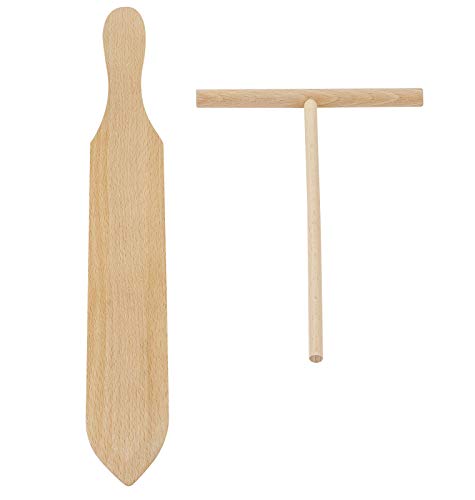 BICB Beechwood Crepe Spreader And Spatula - 2 Piece Set (5.7-inch Spreader And 14-inch Spatula)
