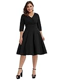 Hanna Nikole Women's Vintage 1950s Style Sleeved Plus Size Swing Dress