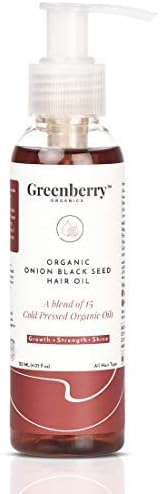 Greenberry Organics Onion Black Seed Hair Oil, Bhringraj, Argan, Jaborandi, Neem, Ginger, Growth, Anti - Dandruff, For Men, Women, Organic & Herbal, 120 ML