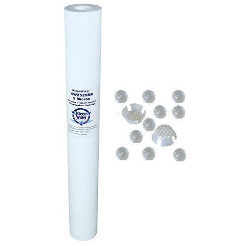 Scale and Corrosion Protection Water Filter Replacement Cartridges with Polyphospate filled core for KleenWater model KW2520SCALEX Hot Water Protector, 5 Micron, Set of 4