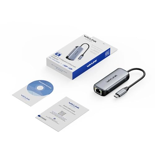 WAVLINK USB C to 5G Ethernet Adapter, 5000Mbps, Driverless Ethernet Network Adapter for Laptops and Computers, Compatible with Windows 10/11, Mac OS 11 or Higher and Linux