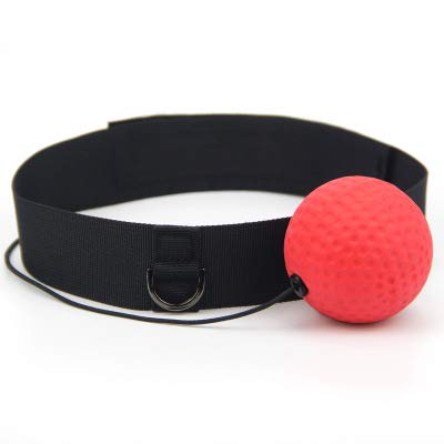 Reflex PU Foaming Speed Balls Boxing Punching Training Balls with Headband, Great Fight Trainer on String (RED)
