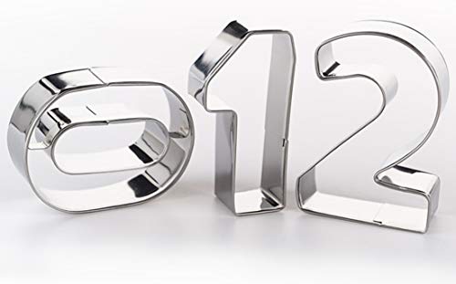 image for Lawei 9 Pieces Large Number Cookie Cutters - Stainless Steel Biscuits 