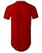 Mens Hipster Hip Hop Basic Long T-Shirt with Zipper Trim (X-Large, 1rd03_red)