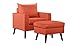 Mid-Century Modern Living Room Large Accent Chair with Footrest/Storage Ottoman (Orange)