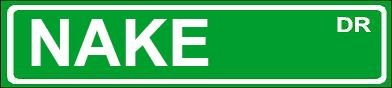 Novelty NAKE 6" wide DECAL of street sign design.