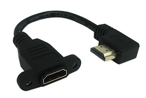 Cerrxian 15cm 6inch High Speed Right Angle HDMI Male to Female Extension Cable with Screw Hole Panel Mount Support 4K Resolution for Blu Ray Player, 3D TV, Roku, Xbox360(R)