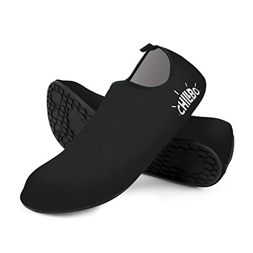 Chillbo Water Shoes - Beach Shoes for Men and Womens Water Shoes 7 Vibrant Styles Swimming Shoes & Water Shoes for Women for Beach Swim Yoga Exercise (M 8-9 Men / 9-10.5 Women, Black)