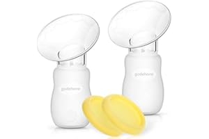 GODEHONE Silicone Breast Pump 2 Pack, Manual Breast Pump with Protective lid, Portable Milk Saver for Breast Feeding,100% Food Grade Silicone BPA Free(4oz/100ml), Yellow