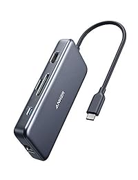 Anker - Adaptador de concentrador USB C PowerExpand+ 7 en 1 con adaptador USB C con HDMI 4K, 60 W de potencia, 1 Gbps Ethernet, 2 puertos USB 3.0 y lector de tarjetas SD microSD, para MacBook Pro, Chromebook, XPS y más