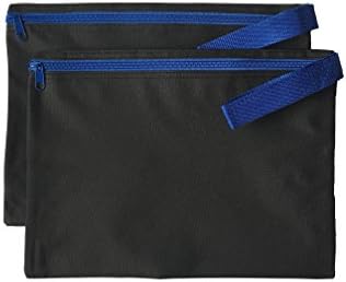 2 Document Bags 12.5" x 9.5", Black/Royal