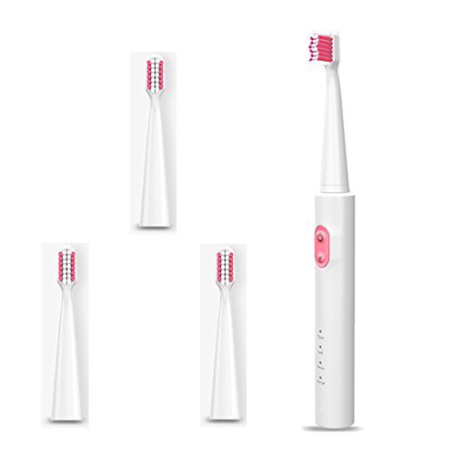Sonic Electric Toothbrush LYH USB Rechargeable Electric Toothbrush with 3 Brush Modes and 3 Replacement Heads, Red