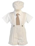 DapperLads Lito Little Boys' Khaki Seersucker 4 Pc Suspender Shorts