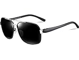 ATTCL Men's Polarized Aviator Sunglasses Rectangular for Men Driving Fishing Golf 8001-Black