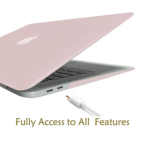 MacBook Air Case,Laptop Case,Plastic Hard Shell Case Smooth Matted for MacBook Air 13-inch Model A1932 Retina Display(2018 Release) with Keyboard Cover,Screen Protector,Cleaning Brush (Clear Pink)