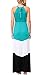 Kranda Ladies Summer Bohemian Halter Sleeveless Chevron Maxi Dress (Small, Teal)