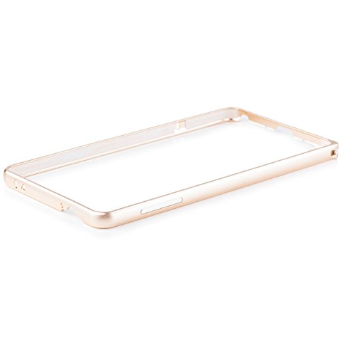 Samsung Galaxy Note 4 | iCues Clip Bumper Gold | Aluminum Frame Ultra Thin & Light + Metal Button Cover Case [Reinforced Hard Gunmetal] | with Anti-Scratch Protective Kit [Screen Protector]