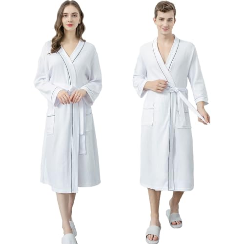 UTRHHVS Waffle Batas de baño,Lightweight albornoces para hombre y mujer,bata de baño toalla el y ella,Delgado y suave,Transpirable y absorbente de agua,para ropa de dormir y ropa de descanso